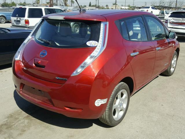 JN1AZ0CP7BT004151 - 2011 NISSAN LEAF SV RED photo 4