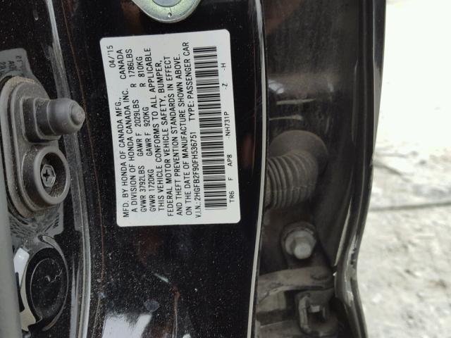 2HGFB2F90FH536751 - 2015 HONDA CIVIC EXL BLACK photo 10