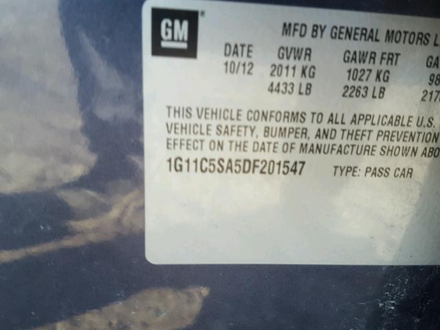 1G11C5SA5DF201547 - 2013 CHEVROLET MALIBU 1LT 蓝色 照片 10