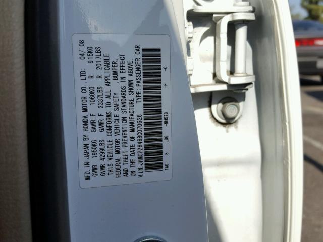 JHMCP26468C070626 - 2008 HONDA ACCORD LXP WHITE photo 10