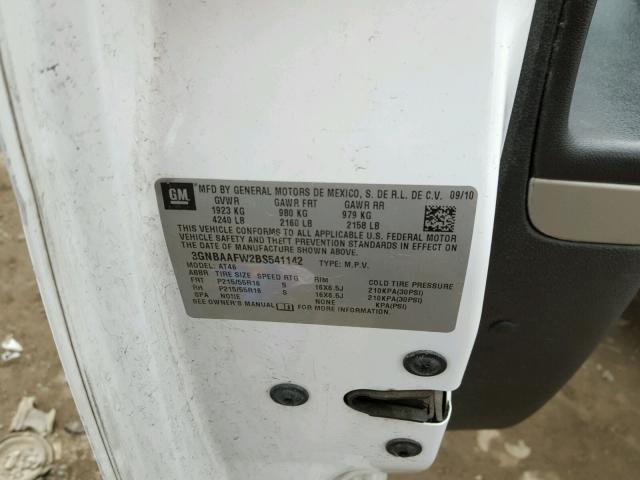 3GNBAAFW2BS541142 - 2011 CHEVROLET HHR LS Blanco foto 10