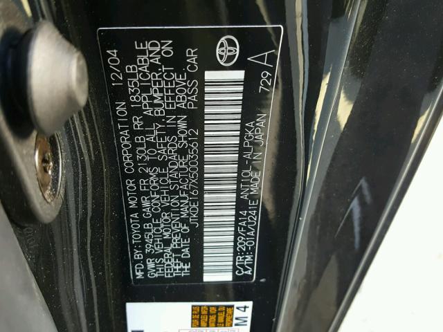 JTKDE167X50035612 - 2005 TOYOTA SCION TC 黑色 照片 10