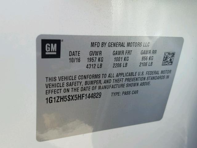 1G1ZH5SX5HF144829 - 2017 CHEVROLET MALIBU PRE WHITE photo 10
