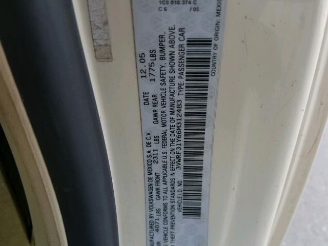 3VWRF31Y66M312483 - 2006 VOLKSWAGEN NEW BEETLE 奶油色 照片 10