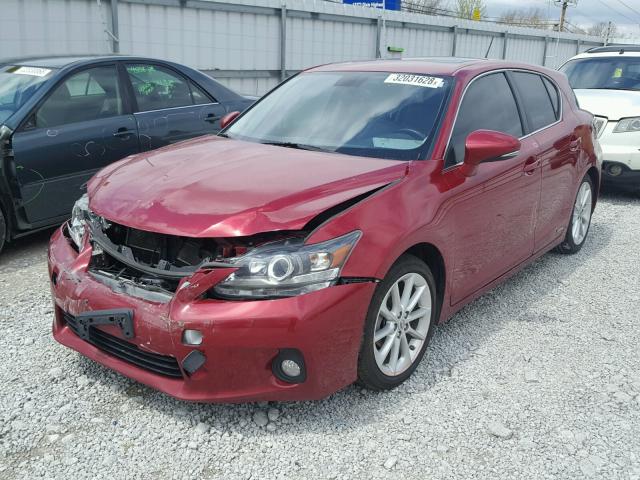 JTHKD5BH3C2065042 - 2012 LEXUS CT 200 RED photo 2