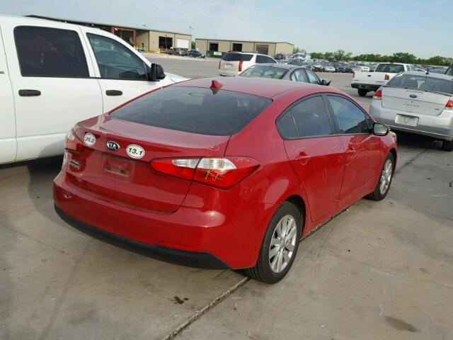 KNAFX4A67E5203734 - 2014 KIA FORTE LX RED photo 4