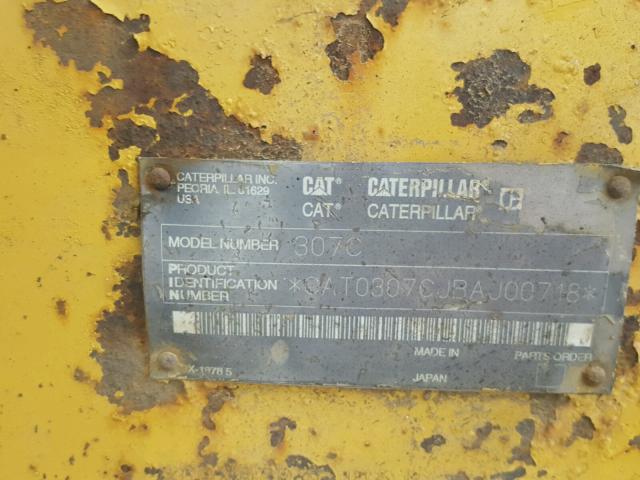 CAT0307CJBAJ00718 - 2002 CATE BACKHOE YELLOW photo 10