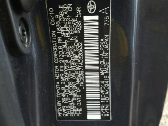 JTKDE3B71A0320632 - 2010 TOYOTA SCION TC 灰色 照片 10