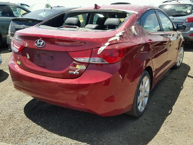 KMHDH4AE5CU191709 - 2012 HYUNDAI ELANTRA GL RED photo 4