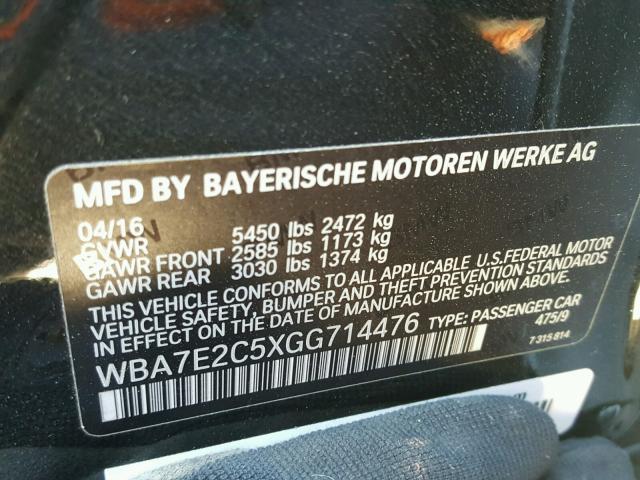 WBA7E2C5XGG714476 - 2016 BMW 740 I BLACK photo 10