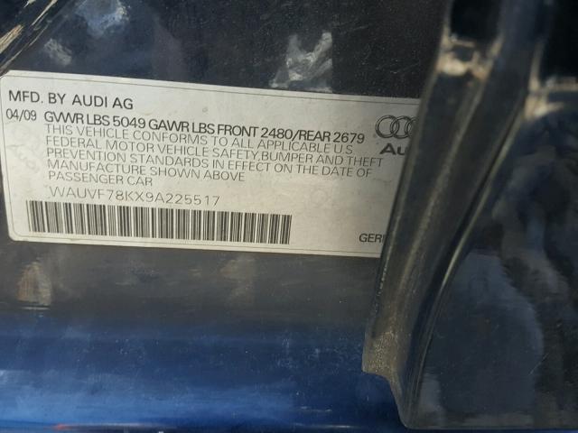 WAUVF78KX9A225517 - 2009 AUDI A4 2.0T AV BLUE photo 10