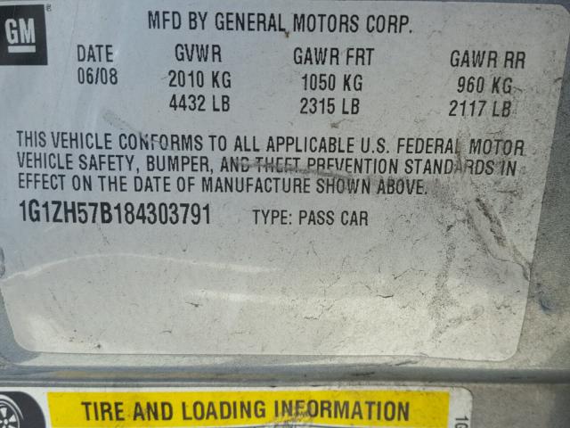 1G1ZH57B184303791 - 2008 CHEVROLET MALIBU 1LT 蓝色 照片 10