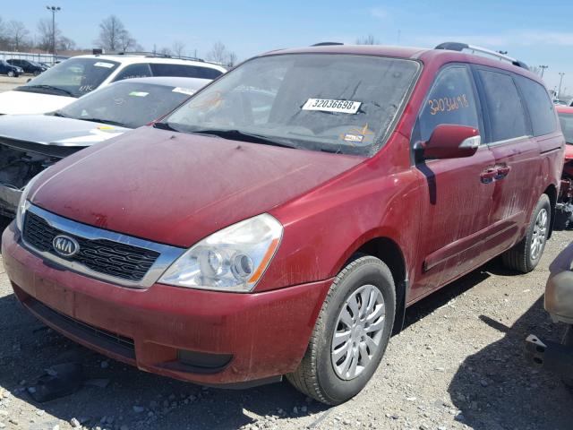 KNDMG4C72B6378334 - 2011 KIA SEDONA LX RED photo 2