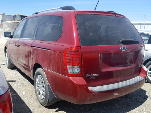 KNDMG4C72B6378334 - 2011 KIA SEDONA LX RED photo 3