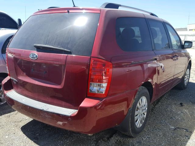 KNDMG4C72B6378334 - 2011 KIA SEDONA LX RED photo 4