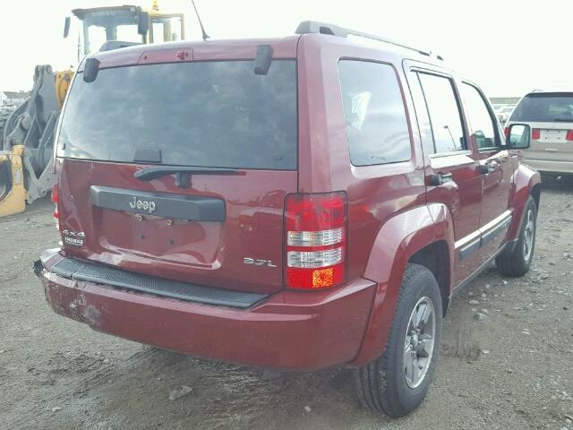 1J8GN28K98W132242 - 2008 JEEP LIBERTY MAROON photo 4