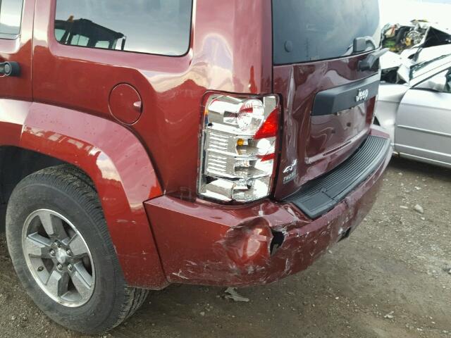 1J8GN28K98W132242 - 2008 JEEP LIBERTY MAROON photo 9