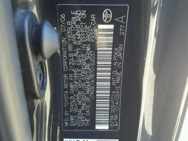 JTKDE167870162037 - 2007 TOYOTA SCION TC 黑色 照片 10