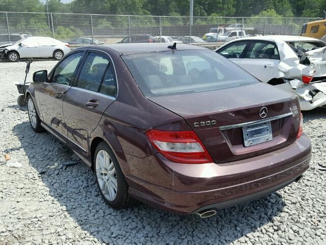 WDDGF54X68F152817 - 2008 MERCEDES-BENZ C 300 BURGUNDY photo 3