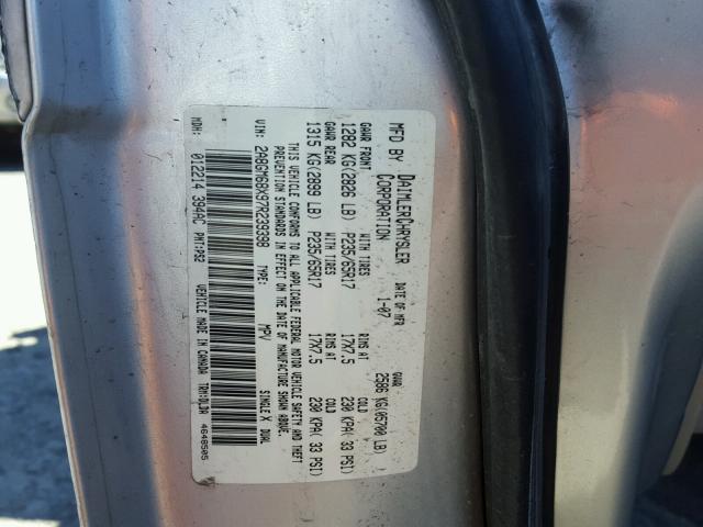 2A8GM68X97R239398 - 2007 CHRYSLER PACIFICA T SILVER photo 10