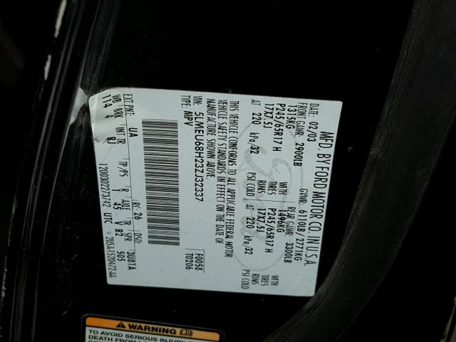 5LMEU68H23ZJ32337 - 2003 LINCOLN AVIATOR 黑色 照片 10