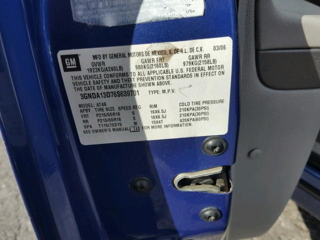 3GNDA13D76S639701 - 2006 CHEVROLET HHR LS BLUE photo 10