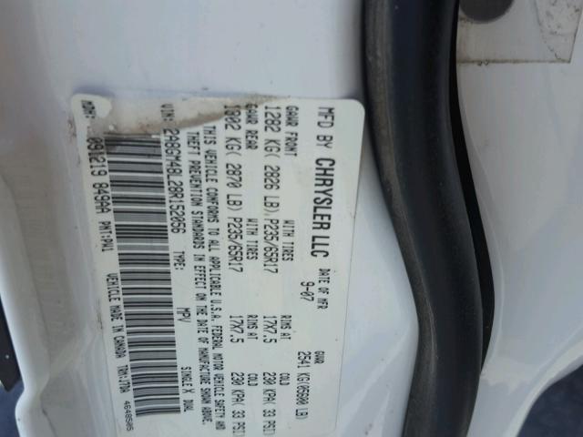 2A8GM48L28R152056 - 2008 CHRYSLER PACIFICA L 白色 照片 10