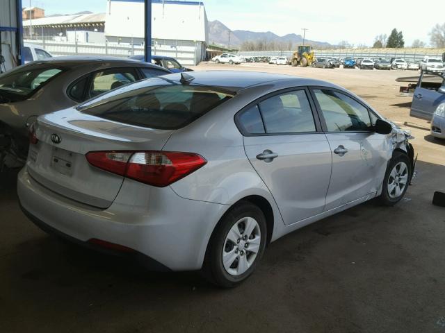 KNAFX4A63F5336833 - 2015 KIA FORTE LX SILVER photo 4