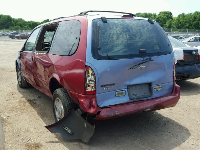 4N2ZN1112WD807558 - 1998 NISSAN QUEST XE RED photo 3