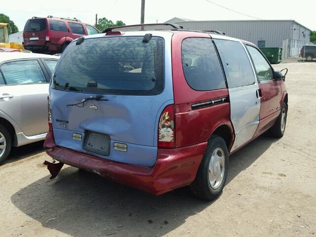 4N2ZN1112WD807558 - 1998 NISSAN QUEST XE RED photo 4