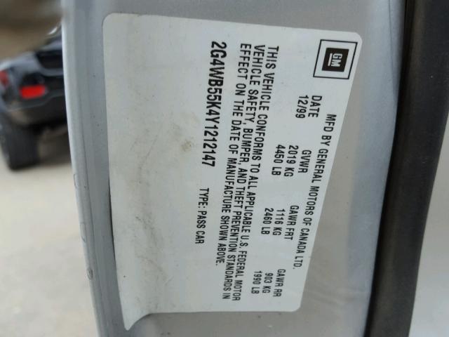 2G4WB55K4Y1212147 - 2000 BUICK REGAL LS 银色 照片 10