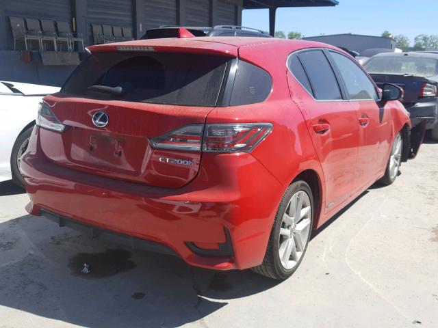 JTHKD5BH7E2193545 - 2014 LEXUS CT 200 RED photo 4