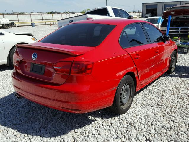 3VW2K7AJ2BM378465 - 2011 VOLKSWAGEN JETTA BASE 红色 照片 4