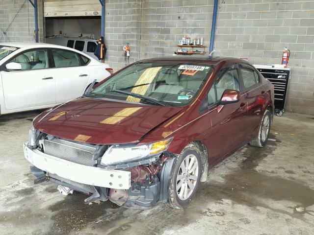 2HGFB2F80CH539328 - 2012 HONDA CIVIC EX BURGUNDY photo 2