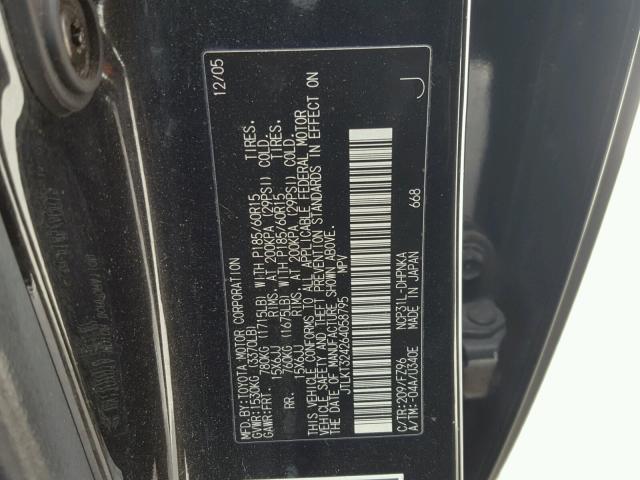 JTLKT324264058795 - 2006 TOYOTA SCION XB BLACK photo 10