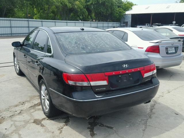 KMHFC46F27A213472 - 2007 HYUNDAI AZERA SE BLACK photo 3