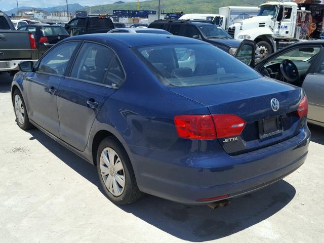 3VW2K7AJ3CM398385 - 2012 VOLKSWAGEN JETTA BASE 蓝色 照片 3