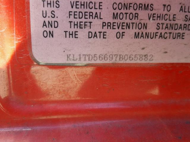 KL1TD56697B065882 - 2007 CHEVROLET AVEO BASE Czerwony zdjęcie 10