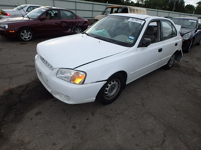 KMHCG45C21U197486 - 2001 HYUNDAI ACCENT GL WHITE photo 2