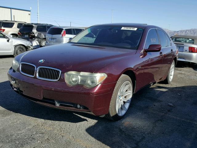 WBAGL63452DP58657 - 2002 BMW 745 I MAROON photo 2