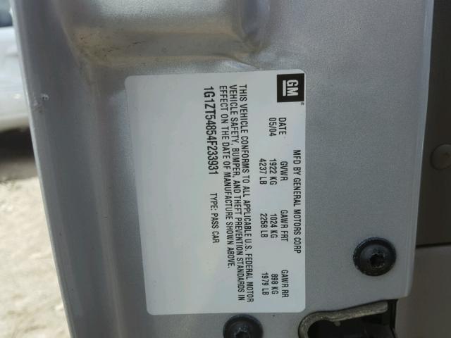 1G1ZT54854F233931 - 2004 CHEVROLET MALIBU LS SILVER photo 10