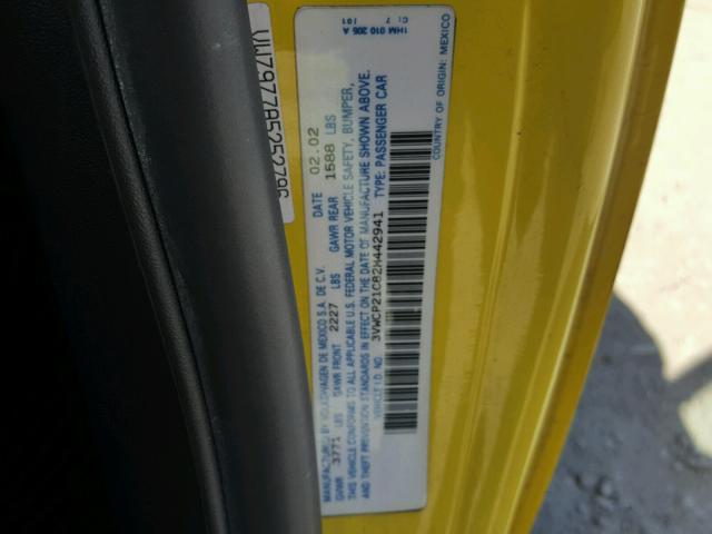 3VWCP21C82M442941 - 2002 VOLKSWAGEN NEW BEETLE 黄色 照片 10