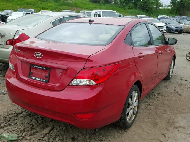 KMHCU4AE9EU727927 - 2014 HYUNDAI ACCENT GLS RED photo 4