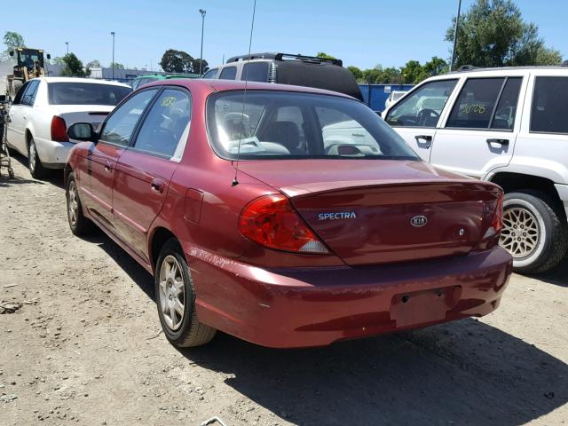 KNAFB121335289699 - 2003 KIA SPECTRA BA MAROON photo 3