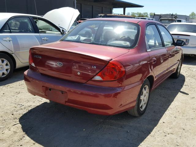 KNAFB121335289699 - 2003 KIA SPECTRA BA MAROON photo 4