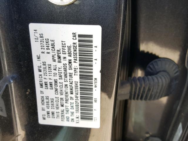 19UUB2F54FA009640 - 2015 ACURA TLX TECH BLACK photo 10