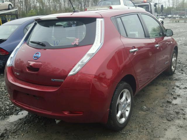 JN1AZ0CP0BT001172 - 2011 NISSAN LEAF SV RED photo 4