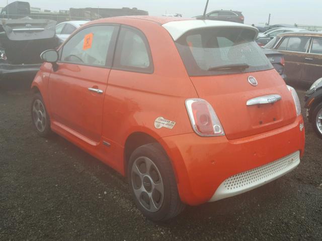 3C3CFFGE1DT752562 - 2013 FIAT 500 ELECTR ORANGE photo 3