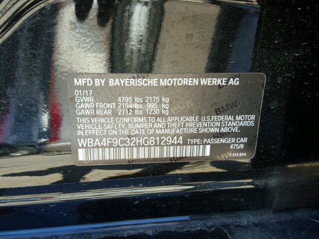 WBA4F9C32HG812944 - 2017 BMW 430XI GRAN BLACK photo 10