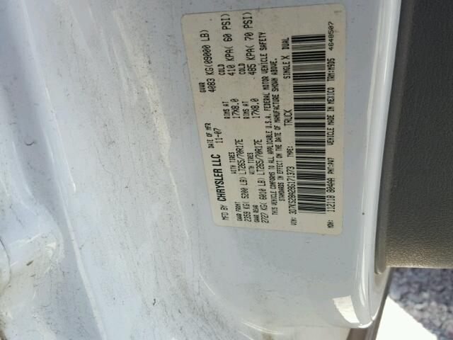 3D7KS28A28G171373 - 2008 DODGE RAM 2500 S WHITE photo 10